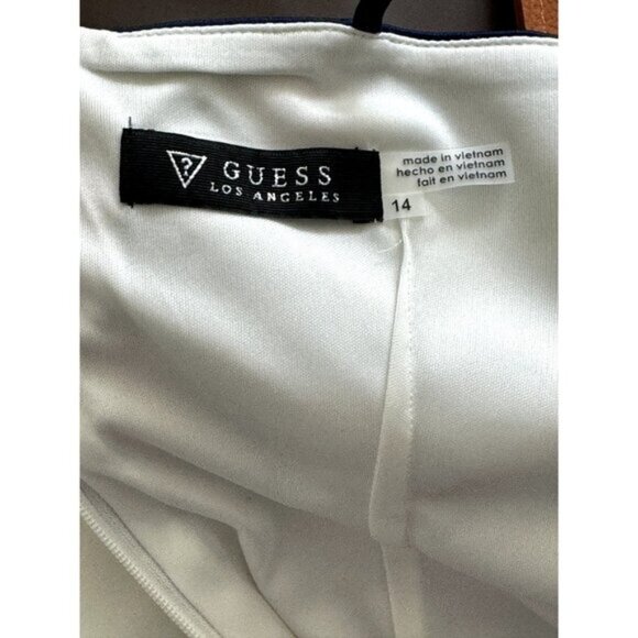 GUESS Floral-Print Open-Back Sheath Dress White Blue Size 14 - Picture 9 of 11